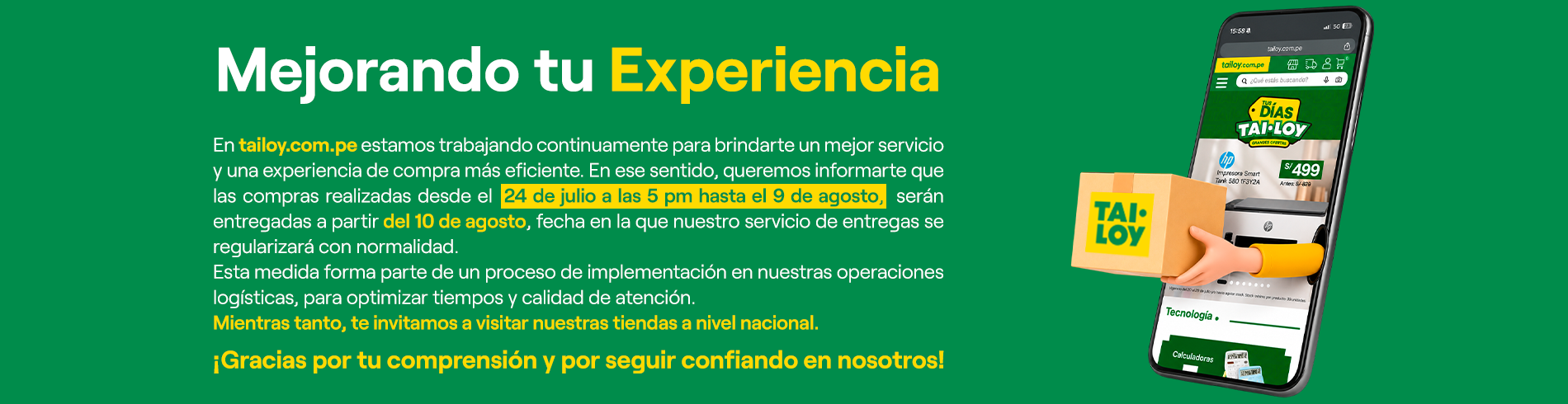 Mejorando tu Experiencia - Tai Loy